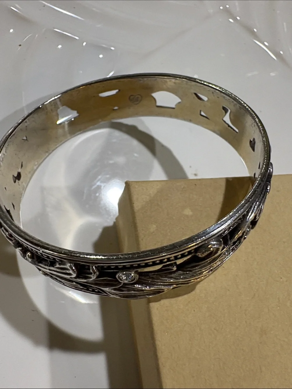Brighton Alana Silver-Tone Filigree Crystal Bangle - Silver